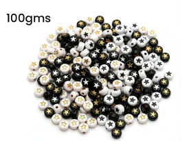 Cuentas plasticas pastilla blanca estrella dorada